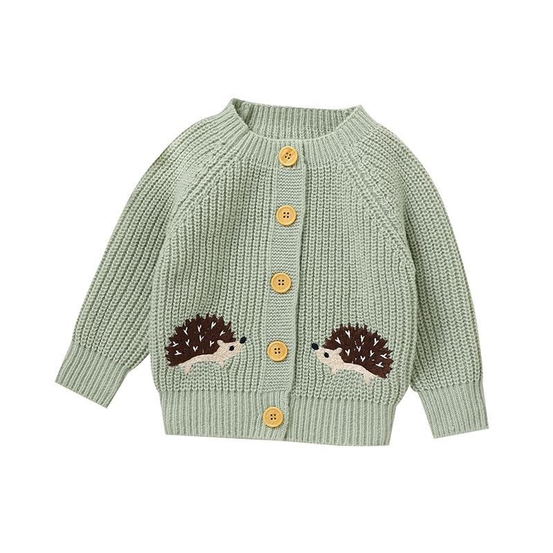 Baby Girl Sweaters Knitted Infant Boy Kid Cardigan Long Sleeve Newborn Children Clothes Cute Embroidered Hedgehog Tops Outerwear