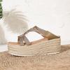 2026 Römische Keil-Espadrille-Sandalen für Damen mit dicken Sohlen & dünnem Riemen mit Schnalle