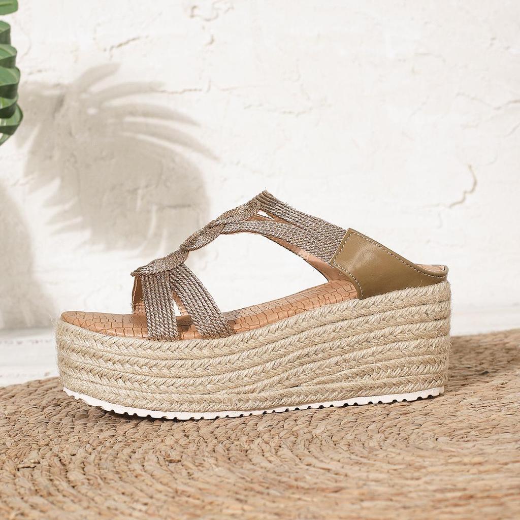 2026 Römische Keil-Espadrille-Sandalen für Damen mit dicken Sohlen & dünnem Riemen mit Schnalle