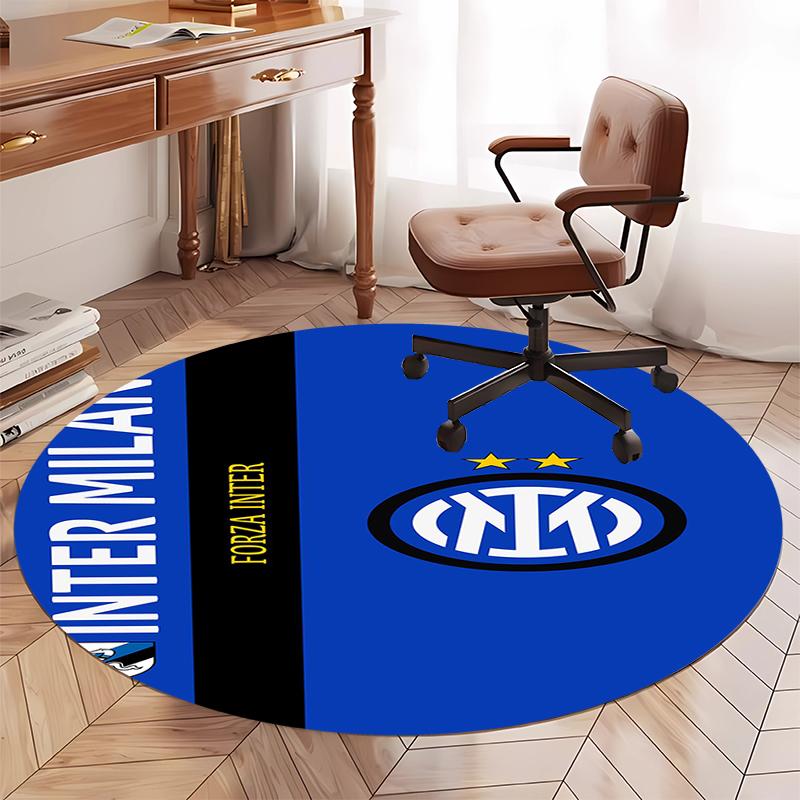 Tappeto Rotondo Stampato Inter Milan Tappeto per Sedia Tappeto per Area Tappeto per Ingresso Zerbini, per Sedia da Ufficio Soggiorno Camera da Letto Cucina.