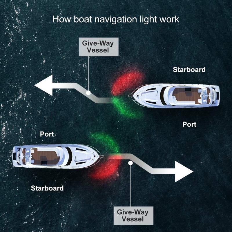 Yacht Navigation Light Waterproof LED Marine Sounding Light Navigation Light Red and Green Marine Light 12V 24V 2 PCS