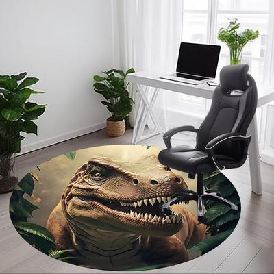 1PC Dinosaur Print Office Round Rug, Non-slip, Soft and Durable Office Rug for Interior Decoration, Perfect for Office, Beautiful Decoration