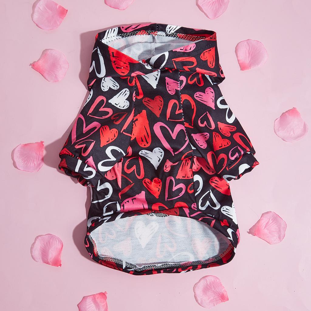 Lustiges Herz-Shirt Valentinstag Haustier Hund Hoodies Niedliches Welpenkostüm Kleidung für Kleine Mittelgroße Hunde Katzen Haustiere