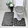 Non-slip Floor Mat U-shaped Pad Three-piece Set Wear Resistant Solid Color Easy To Clean Bathroom Water-absorbing Floor Mat