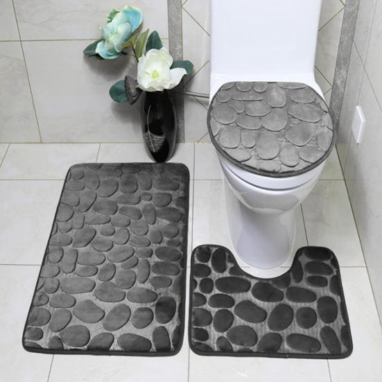 Non-slip Floor Mat U-shaped Pad Three-piece Set Wear Resistant Solid Color