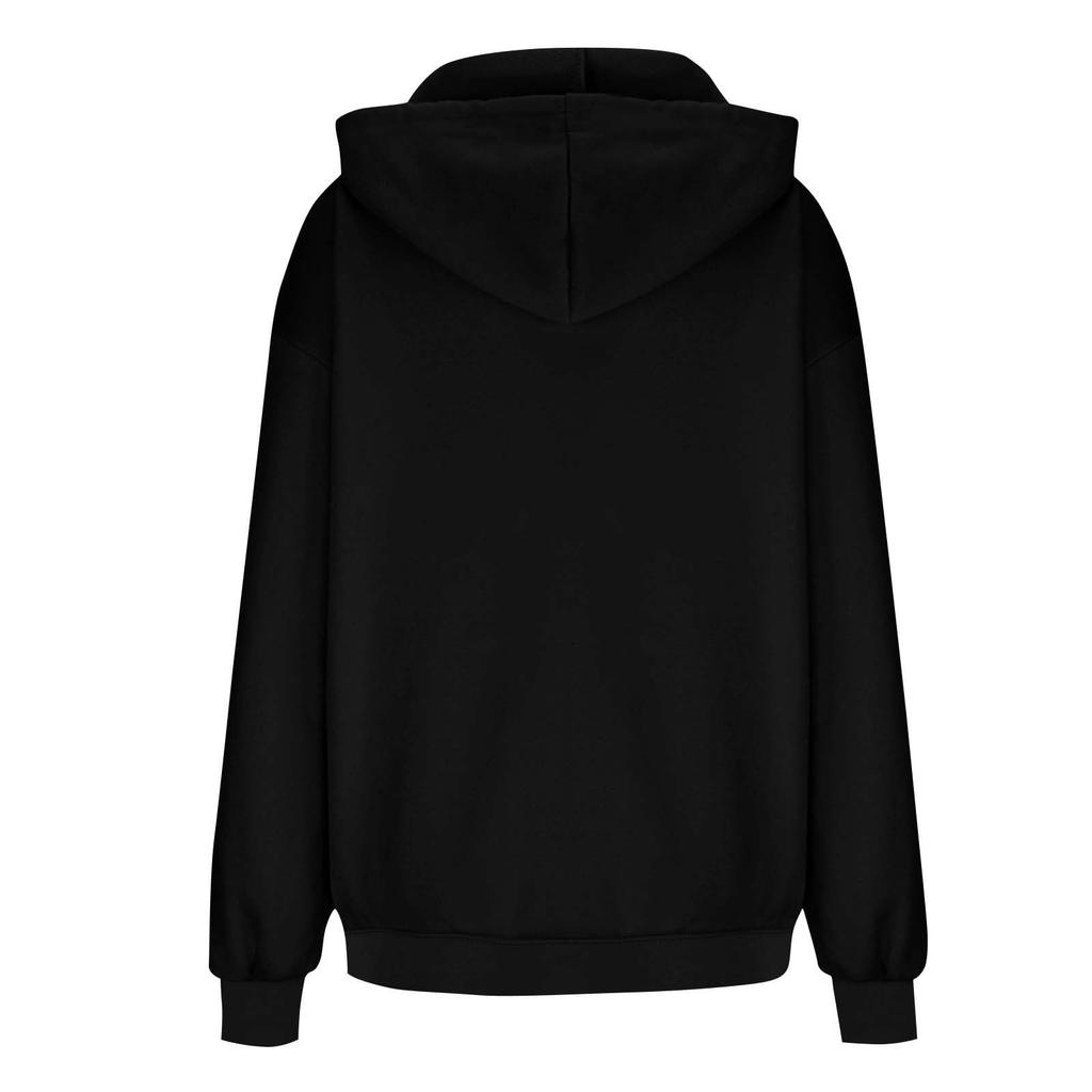 Women's Fashionable Casual Large-sized Long-sleeved Hooded Solid-color Sweatshirt