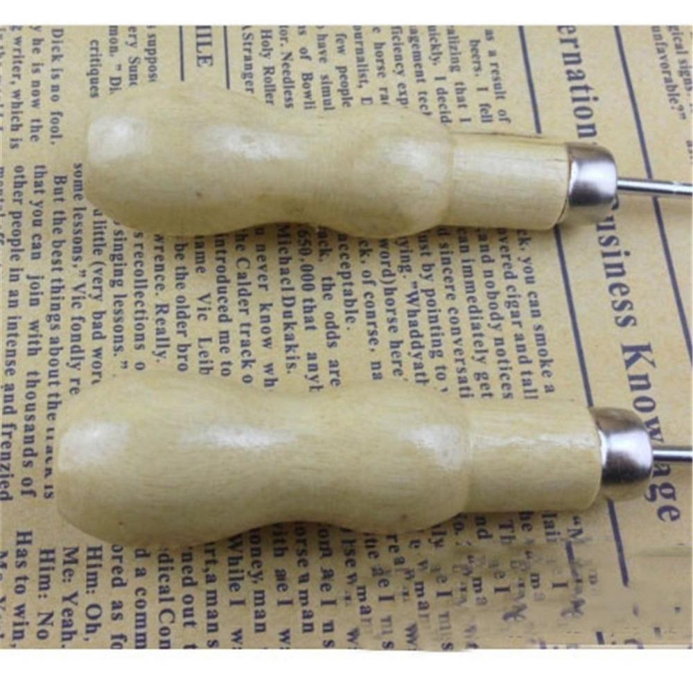 3PCS/SET Wooden Handle Sewing Awl Hand Stitcher Leathe Punch Tool DIY Shoe Repair Hook Tool Leather Accessories