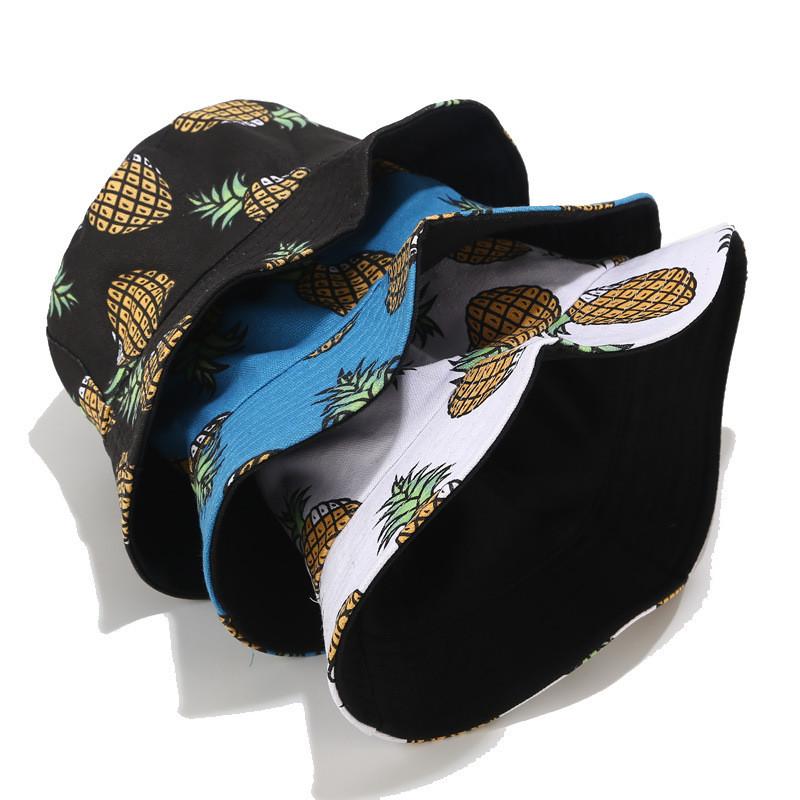 Summer Fruit Pineapple Doublesided Fisherman Hat With Uv Protection For Casual Travel
