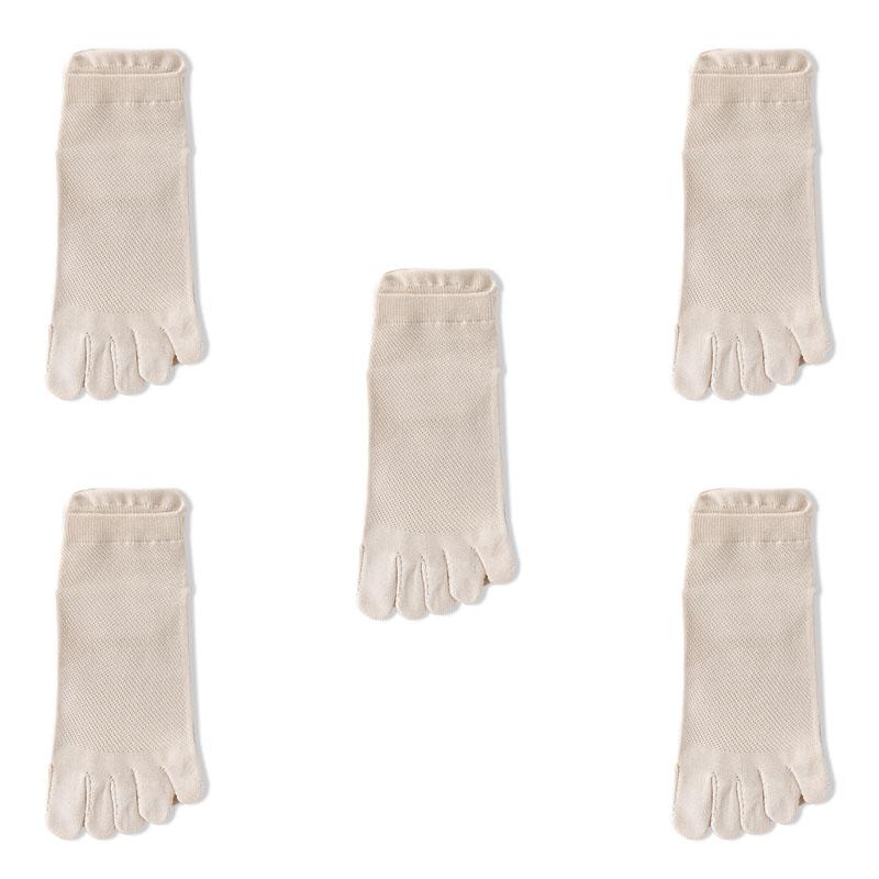 5 Pairs Spring Summer Women Socks Soft Mesh Breathable Cotton Sweat Absorbent Five Finger Socks Outdoor Sports Split Toe Socks