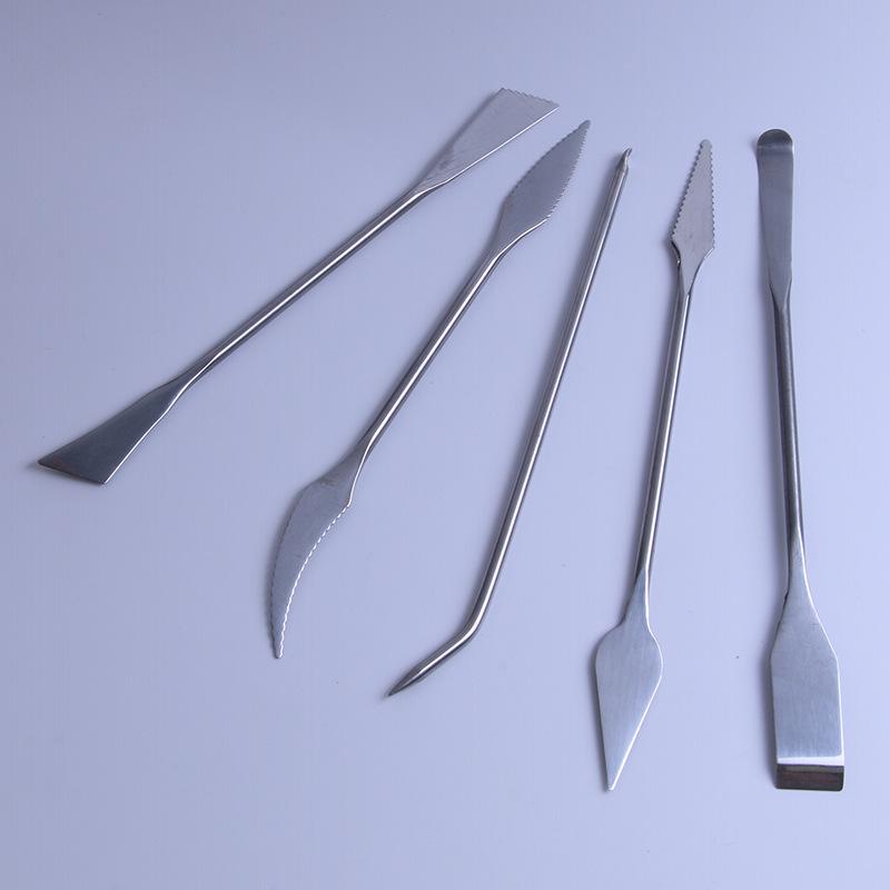 Handmade Pottery Carving Tools: 5-Piece Double-Headed Metal Clay Sculpture Knife Set