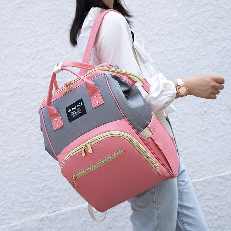 Upgraded Large Capacity Waterproof Mummy Bag - Lightweight Double Shoulder Mother & Baby Color Block Bag