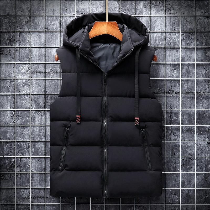 Men's Autumn and Winter Down Cotton Vest - Warm Loose Plus Size Sleeveless Waistcoat Jacket