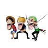 15cm Animation One Piece Luffy Figures Sanji Monkey D Luffy Roronoa Zoro Action Figure The Hungry Trio PVC Anime Model Perfect Toys