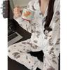Cloud Cotton Women's Autumn Pajama Set: Long Sleeve, Long Pants, Cute & Casual Homewear, Wearable Outdoors