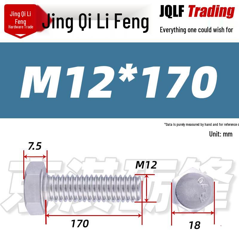 201 Stainless Steel Hex Head Full Thread Bolt: Wear & Corrosion Resistant, M4-M14 for Aerospace Machinery