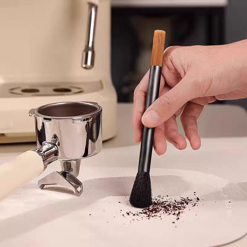 Dual-Head Coffee Grinder & Machine Cleaning Brush with Aluminum Handle