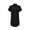 Vestito Chemise in Velluto a Coste Casual Vintage Vestibilità Larga Manica Corta Slim Collo a Revers Bottoni Vestito Corto da Donna