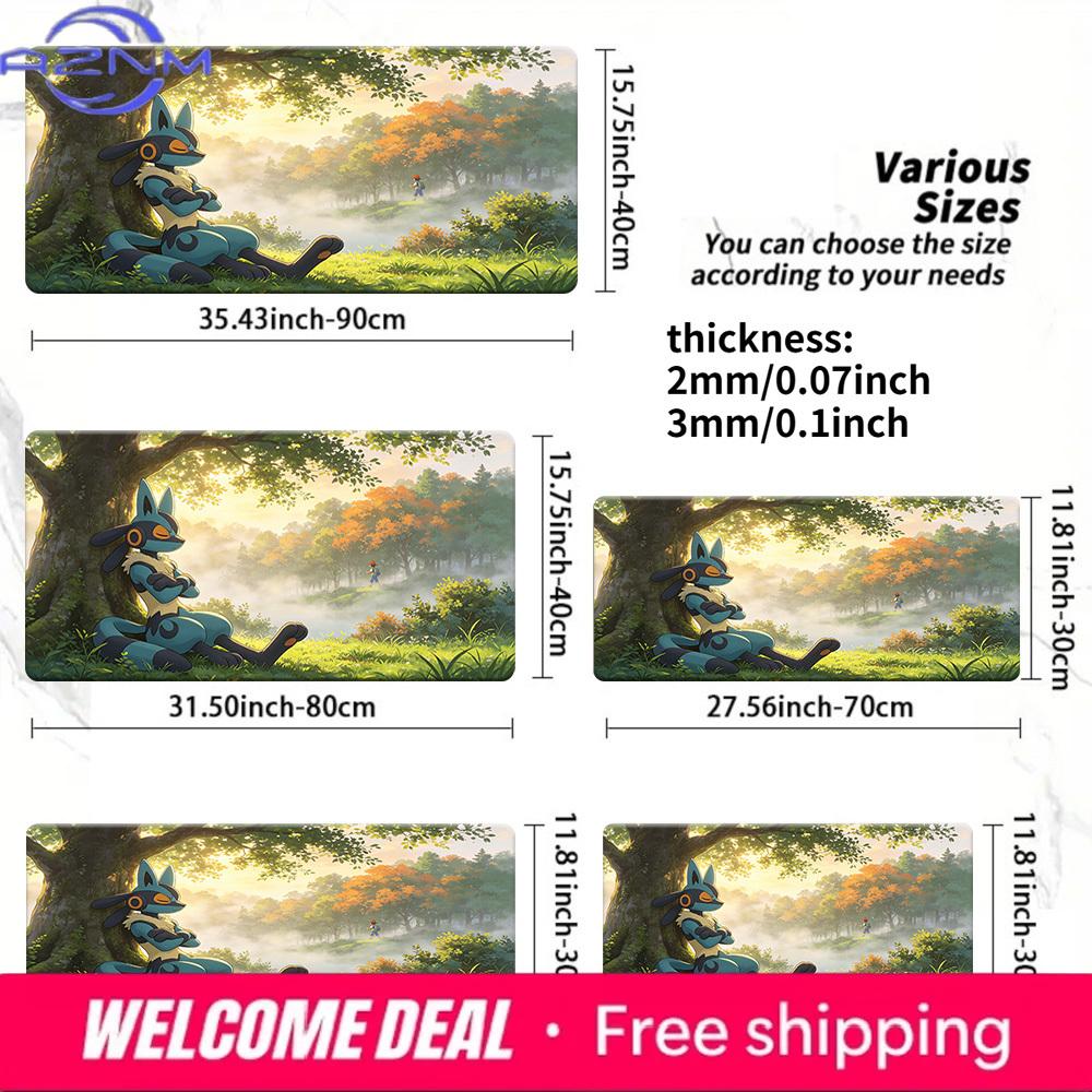 Lucario Peaceful Forest Morning TCG Playmat NonSlip Desk Mat 30x80x0.2cm