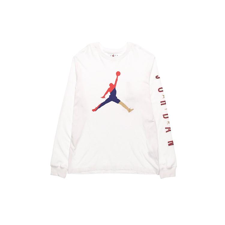 Air Jordan Alphabet Multi-Color Logo Round Neck Long Sleeves White Men s CN3503-100 S