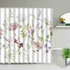 Plant Series Shower Curtains Bathroom Waterproof Polyester Cloth Curtain Set Flowers Print Screens For Bathtub Decor With Hooks