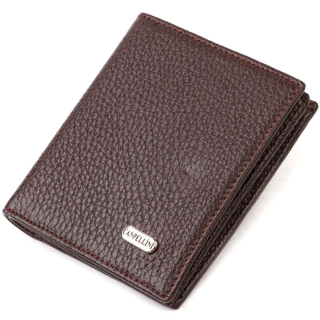 Kompakte Geldbörse für Herren aus genarbtem Echtleder CANPELLINI 21740 Braun