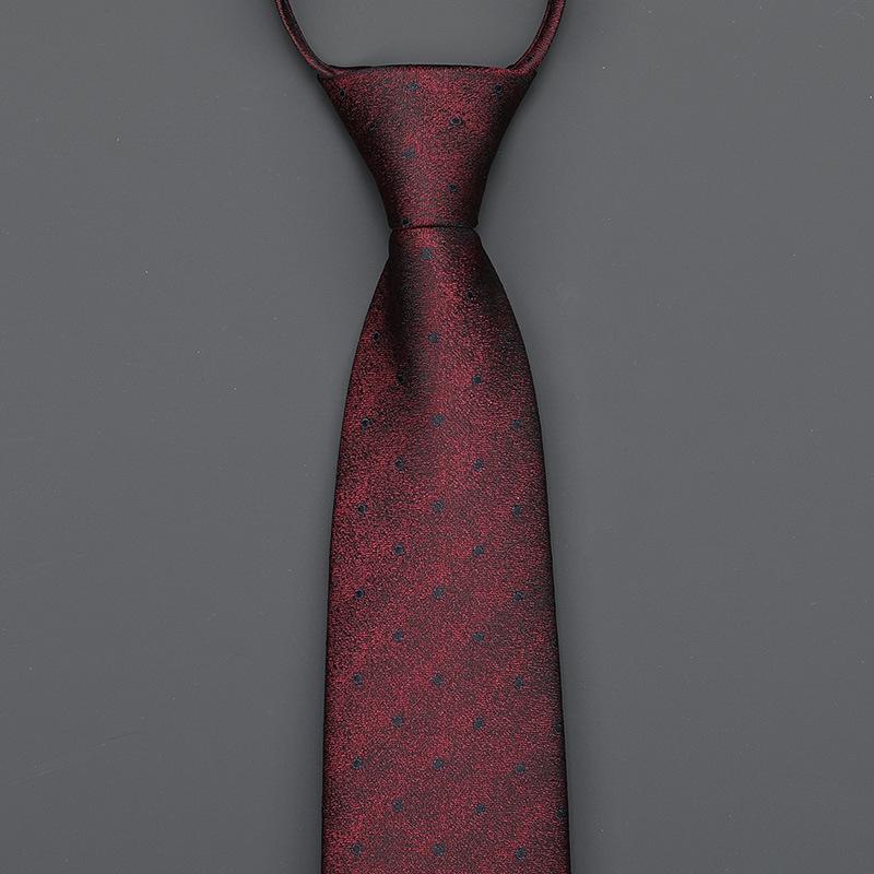 Burgundy Zip-Up Tie Men And Women Formal Wear Business Groom Best Man Wedding Korean Version No Striped Tie
