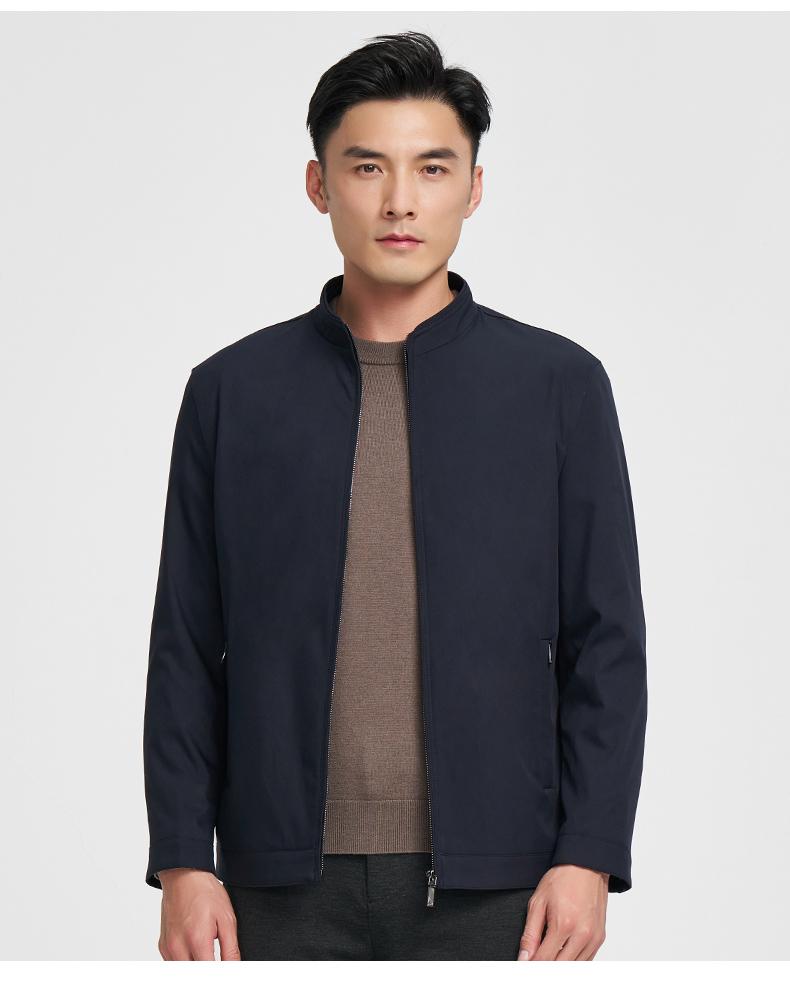 Solid color casual stand up collar windproof jacket 22235M0722