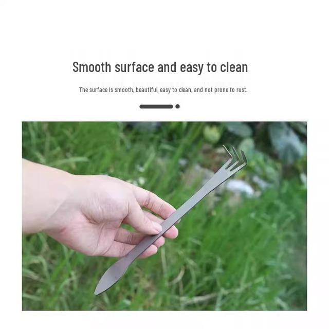 Dual-Headed Stainless Steel Bonsai Rake for Soil Loosening & Bud Picking in Flower Pots