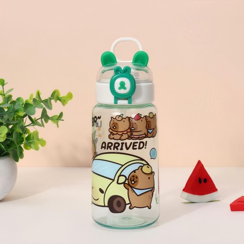 Bottiglie d'Acqua Capibara da 500ml Tazza con Cannuccia a Cartoni Animati Bottiglia da Bere Capibara Anti-perdita Carina Trasparente in Plastica Estate