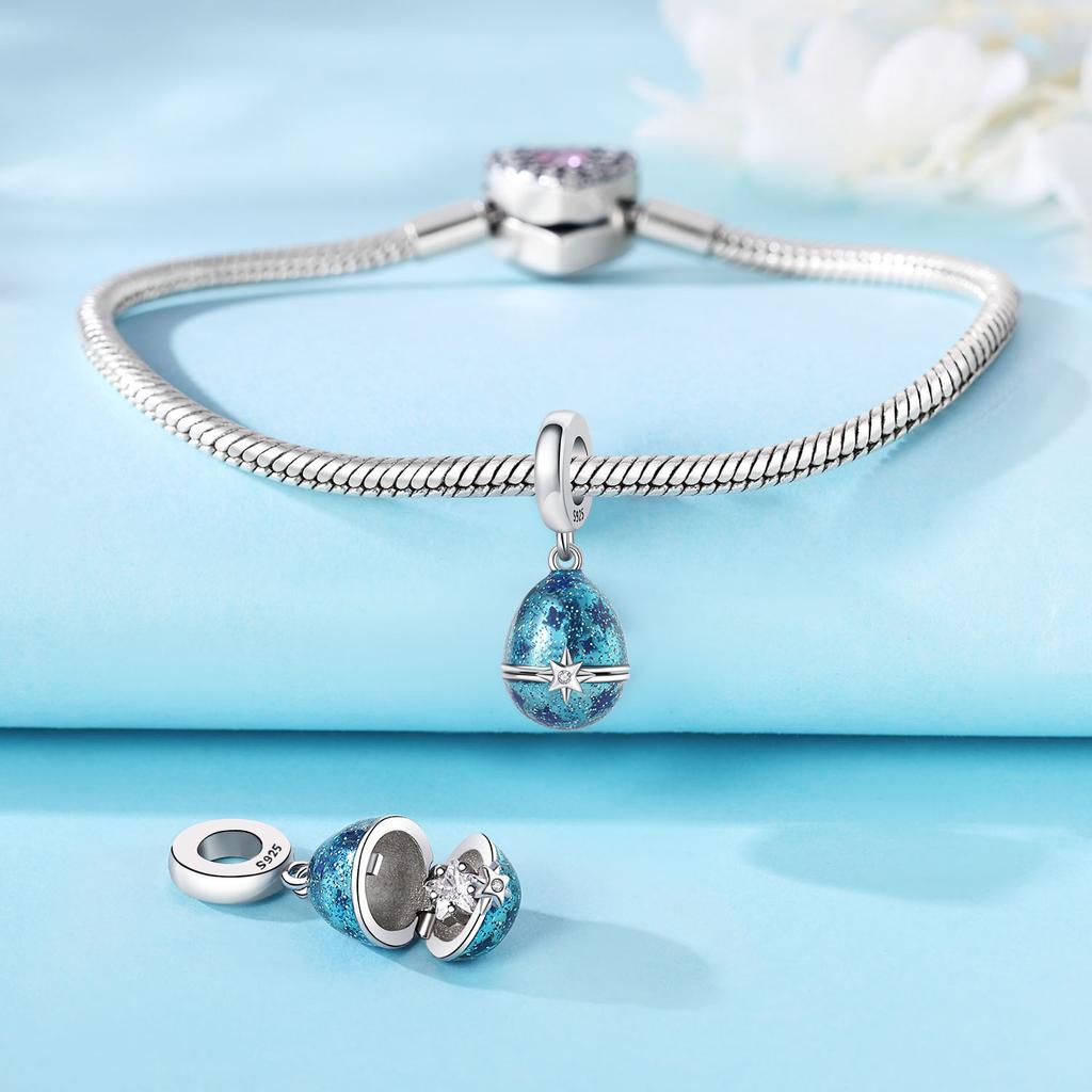 Copper Blue Star Shape Easter Egg Pendants Bracelets Charm Bead Charms Compatible With Women Jewellery Party Bead Charms Do It Yourself Fine Gifts Acc