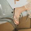 Krazing Pot Mules Microfiber Peep Toe Stiletto Thin High Heels Summer Shoes Size 44 Size 43 Crystal Women Sandals