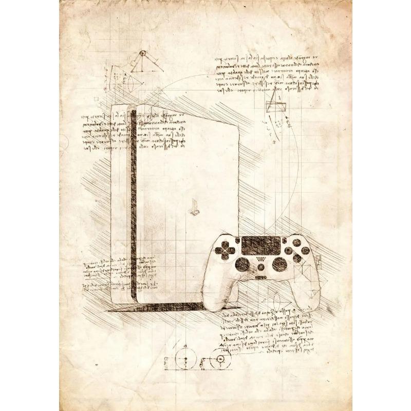 Pop Vintage Sketch Video Game Handle VR Gaming Poster Wall Art Pictures Canvas Painting Gamer Room Home Decor