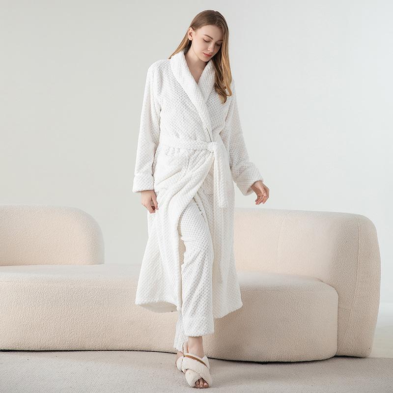 Bride Groom's Pajamas Winter Flannel Nightgown Trousers Suits Female Coral Fleece Long Robe Lounge Wear Thickened Warm Sleepwear