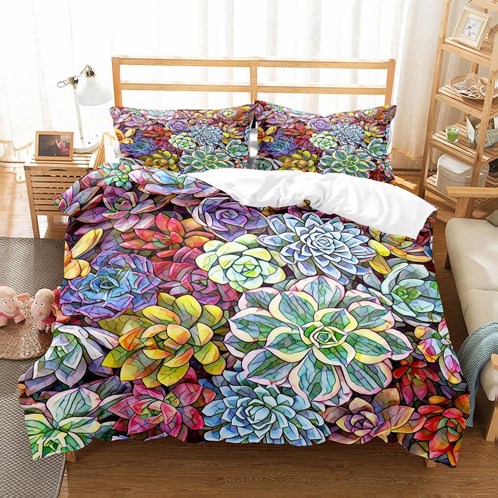 Cactus Duvet Cover Set Desert Plants Pattern Comforter Cover Double Single Size For Kids Teens Adults Bedding Set Quilt Cover