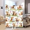 Highland Cattle Wildflowers Flannel Blanket Cozy Rustic Style Tear Resistant All Seasons Machine Washable Living Room Bedroom