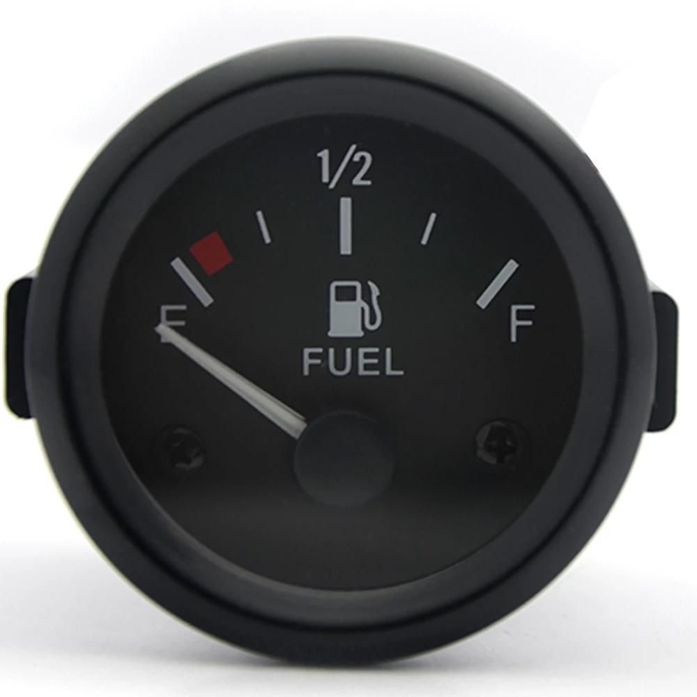 2" 52mm Fuel Level Gauge Car Meter with Fuel Float Sensor White LED Light Black Rim Automotive Gauges 12V