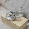 Summer Women's High Heels, Vintage Rhinestone And Gemstone Sandals, Peep-toe Color-blocked High Heels And Slippers.