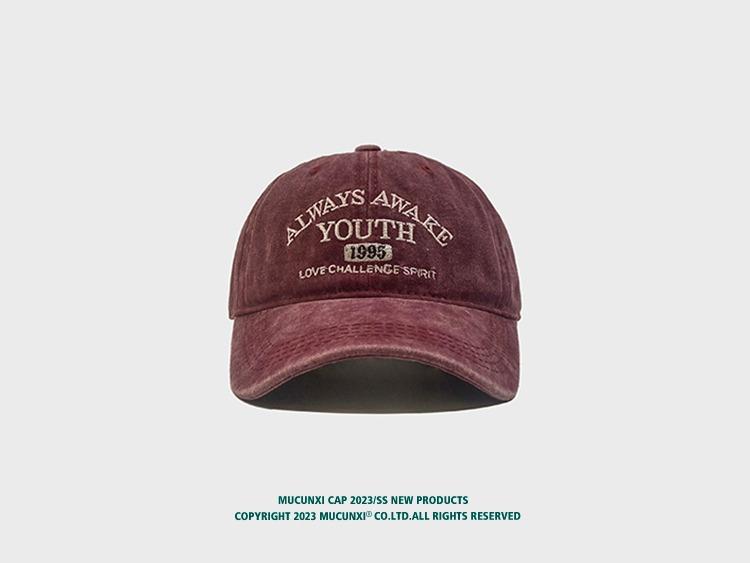 Denim retro washed large letter baseball cap letter couple soft top distressed sun protection peaked cap for men