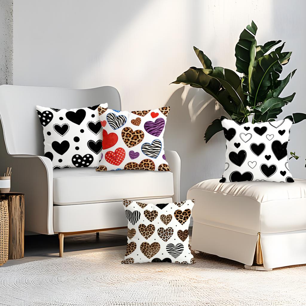 Leopard Print Heart Pillowcase Bedroom Sofa Cushion Cover 100% Polyester Living Room Cushion Pillowcase Home Comfortable Decor