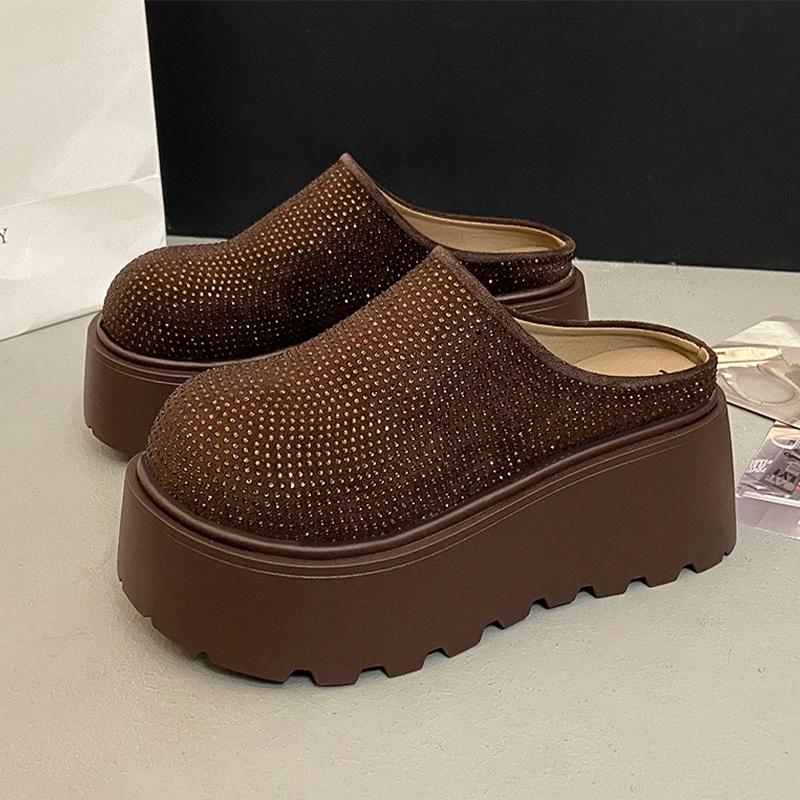 Platform Women Slippers Crystal Flats Slingback Mules Shoes Autumn Fashion Deigner Shoes 2025 Classic Casual Chaussure Femme