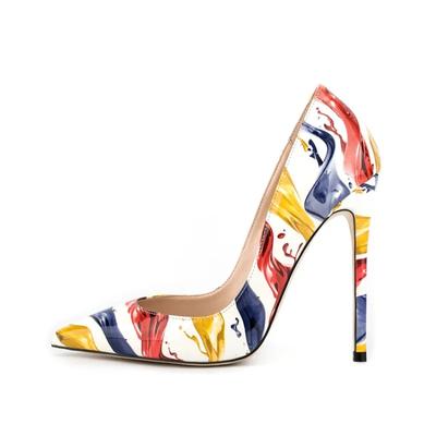 Damen Sandalen Neue Sommermode Print Designer Sexy Spitzen Stiletto High Heels Outdoor Flacher Mund Slip-On Zapatillas Mujer