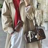 Large Capacity Brown Bowling Handbag Women's Shoulder Bag Retro Korean INS Style Autumn Winter New 2025 Fashion Trend Bag