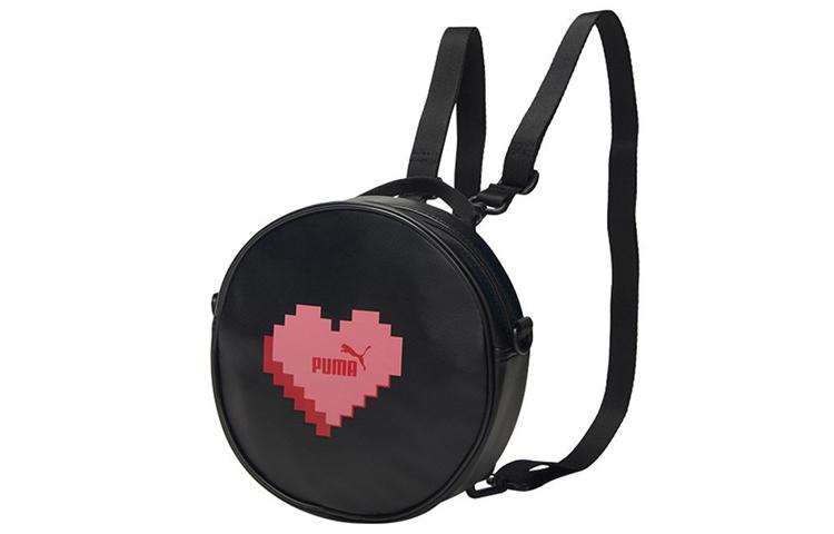 PUMA Artificial Leather Round Bag Backpack Mini Women s Black 076960-04