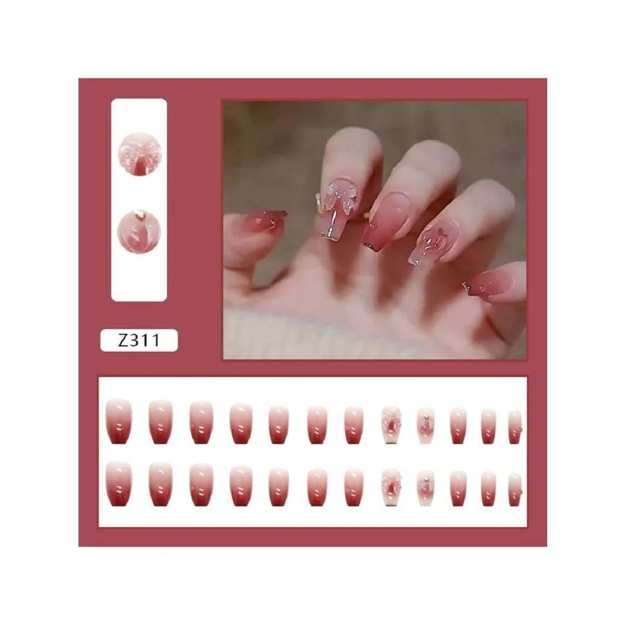 Farbverlauf Aufnäher Liebe Pfirsich Schleife Fotochrome Stereo Tragen Nagel Falscher Nagel