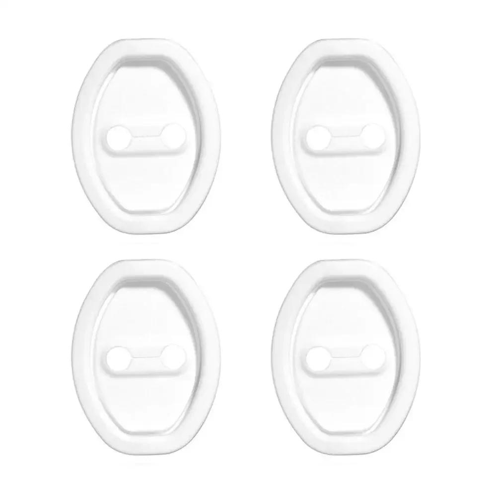4pcs Door Lock Silicone Protective Cover Car Door Lock Buffer Damping Seal Pad Deadener Shock Absorber Car Accessories WHITE-4PCS