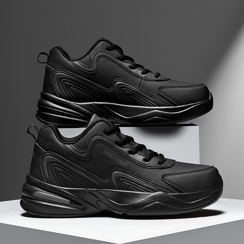 Men's Waterproof Leather Sports Shoes: Autumn/Winter White, Non-Slip, Wear-Resistant for Junior High Students