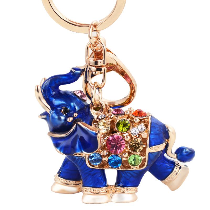 New Design 3D Enamel Elephant Crafts Key Holder Fashion Crystal Animal Bag Pendant Unique Jewelry Gift Bag Charm