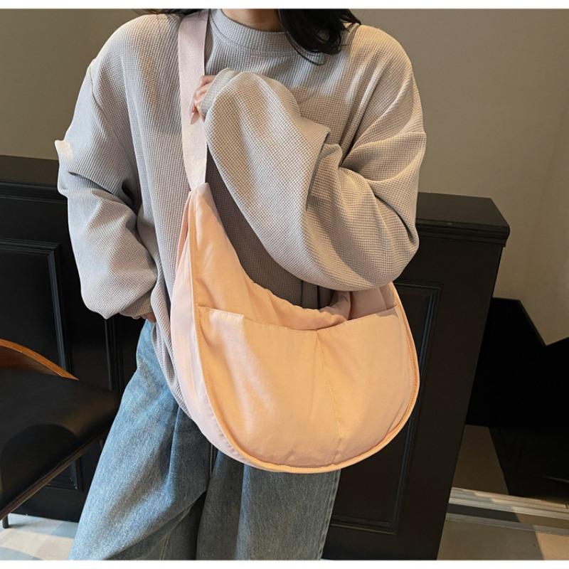 Canvas Bag Women's Large-capacity New Niche Feeling Summer Shoulder Messenger Bag Versatile Commuter Dumpling Bag