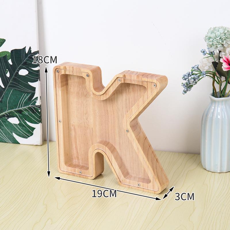 Alphabet Wooden & Acrylic Piggy Bank for Kids - Transparent Animal Design