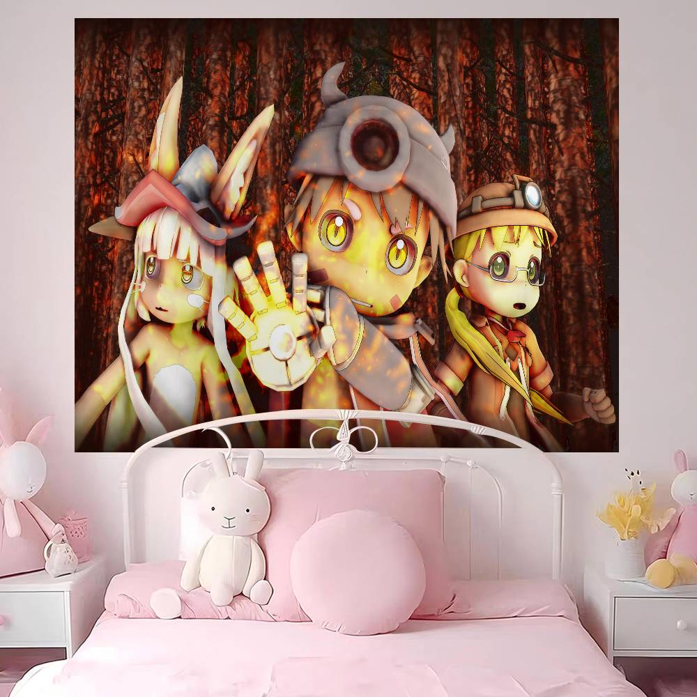 Anime Made In Abyss Cartoon Tapestry Art Science Fiction Room Home Decor Wall Hanging Home Decor